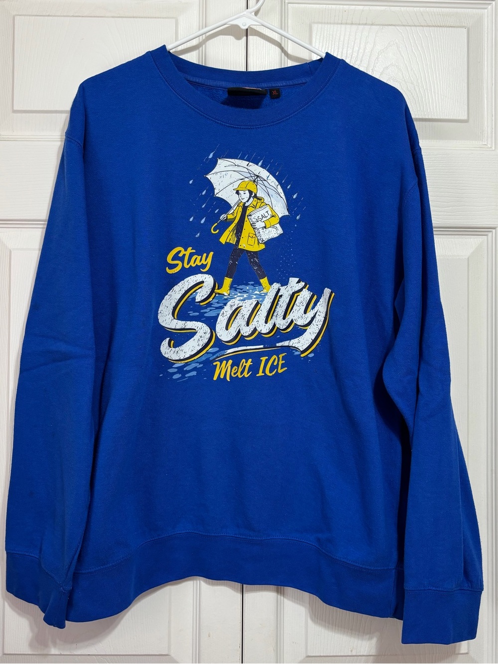 Upcycled Graphic Crewneck Sweatshirt with Yellow Accents